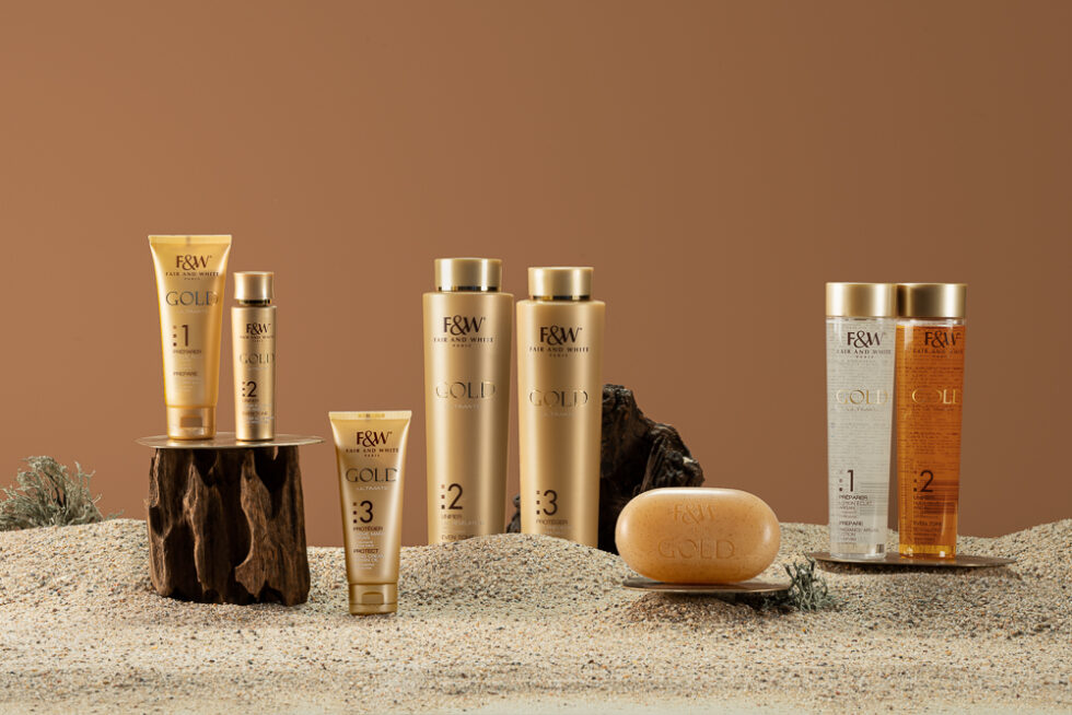 Product photograph of a range of cosmetics products